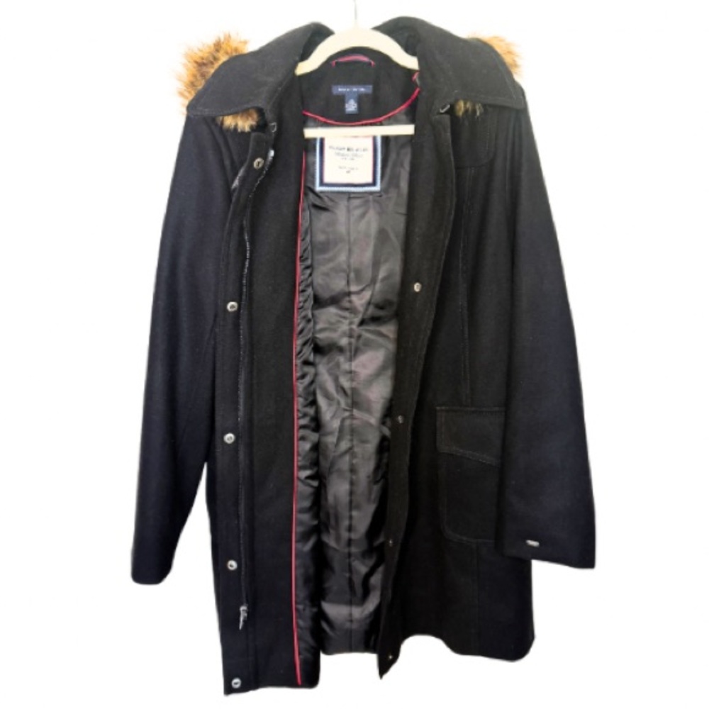 Tommy Hilfiger Black Coat with Red Accents